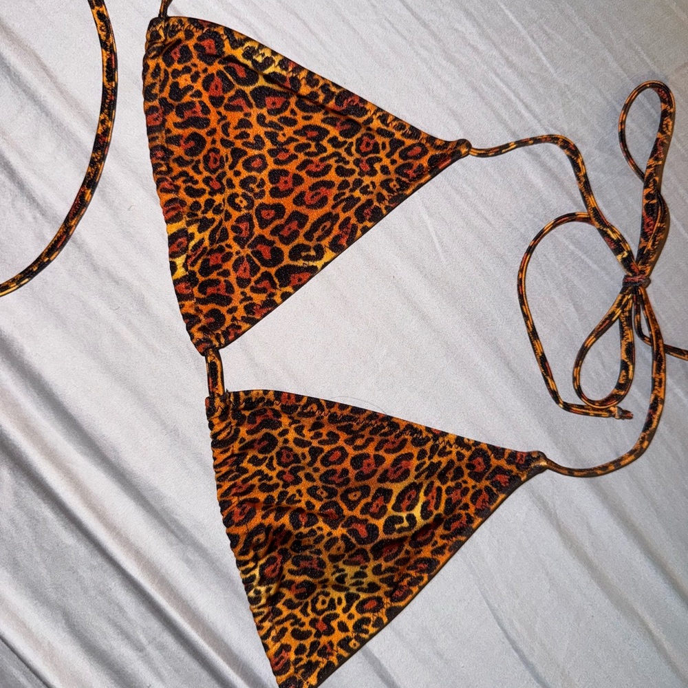 Leopard Print Triangle Bikini Top